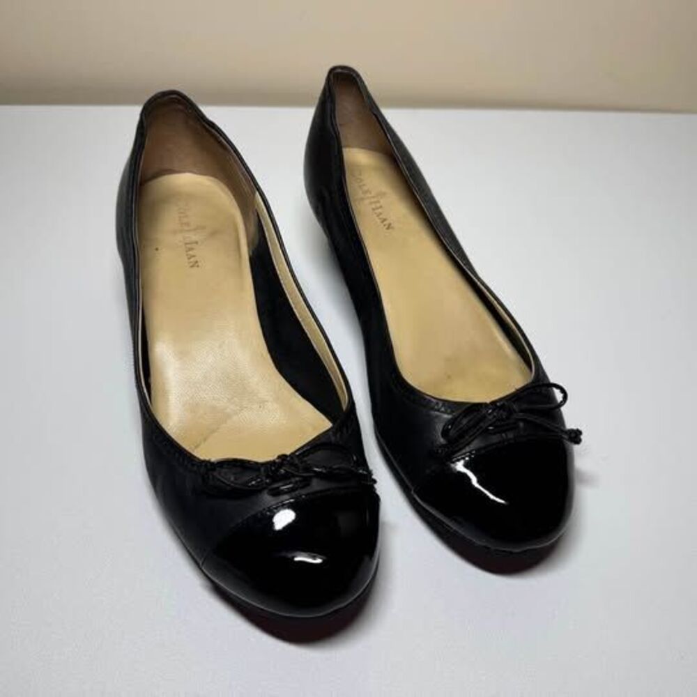 Cole Haan Nike Air Black Leather Wedge Pumps